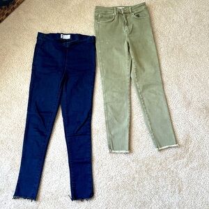 2 pairs Free People raw hem skinny jeans leggings 27